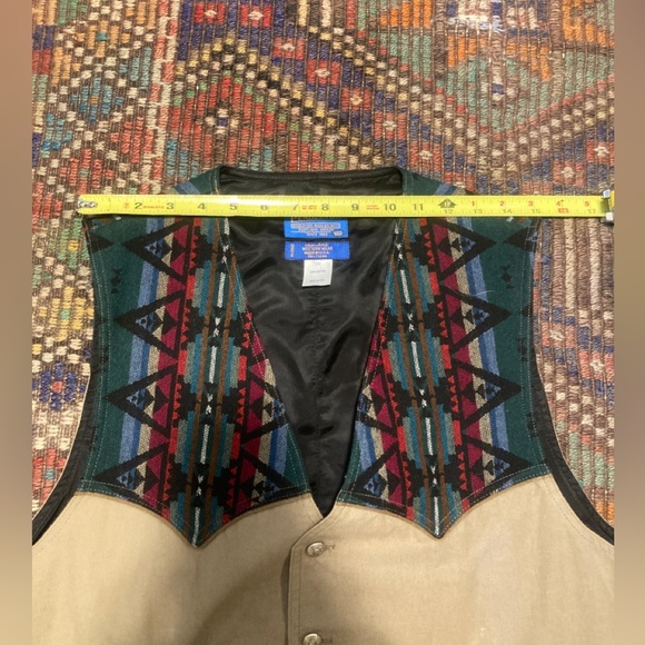 Vintage Pendelton Vest Blanket cotton native american aztec khaki western - Picture 6 of 12